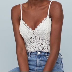 H&M Crochet Lace Bodysuit Size M